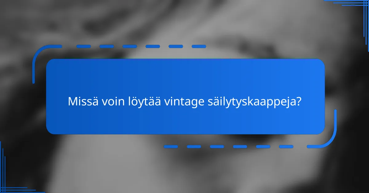 Missä voin löytää vintage säilytyskaappeja?