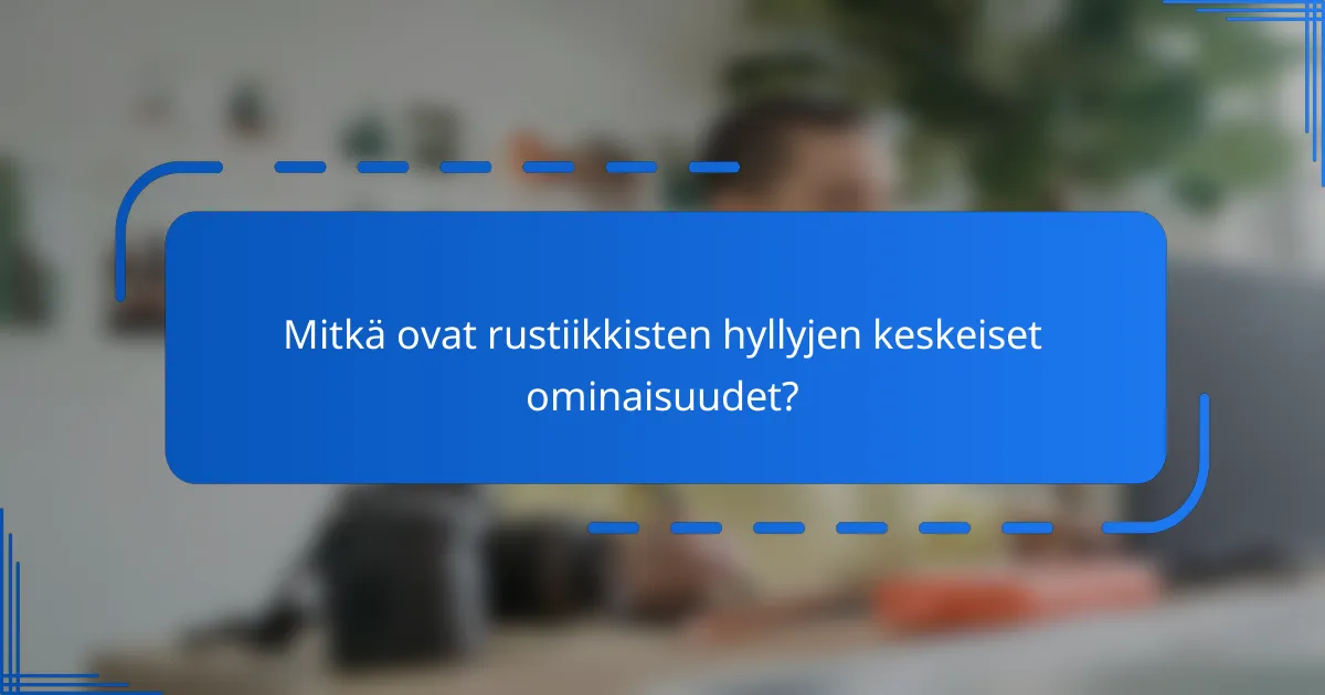Mitkä ovat rustiikkisten hyllyjen keskeiset ominaisuudet?